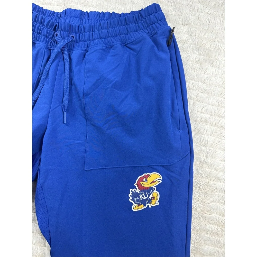 Adidas Kansas Jayhawks Team Issued Joggers Warm Up Pants Blue Mens Medium 32x30